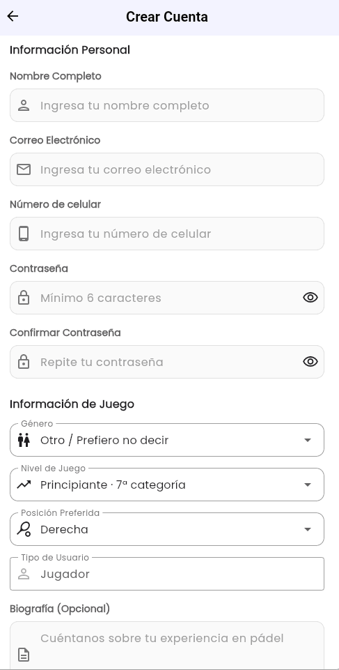 Regístrate en RooPadel